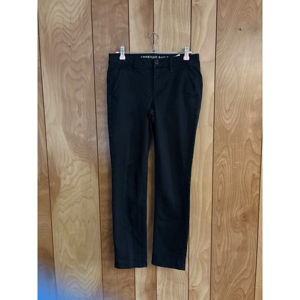 American Eagle Skinny Chinos Black Super Stretch Pants Womens Size 6 Short